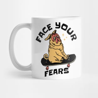 Face Your Fears Skateboarding Dog Mug